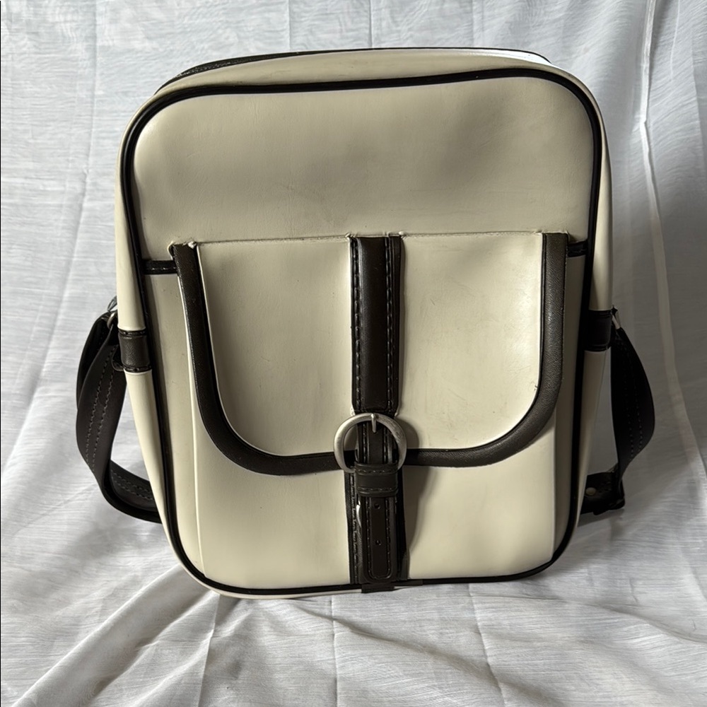 Cream and Brown Men's Bag